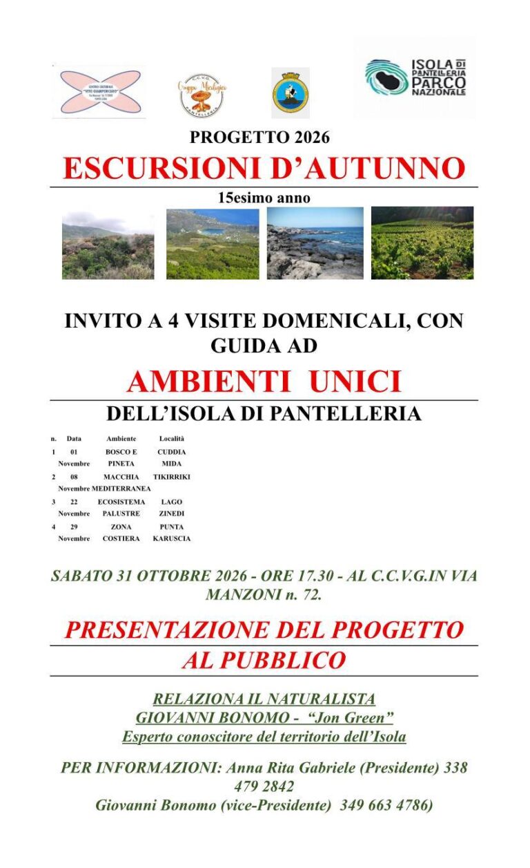 Pantelleria, al via la 15ª edizione di “Escursioni d’Autunno”